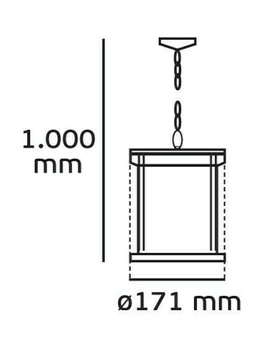 VK Lighting Κρεμαστό Φωτιστικό Οροφής Εξωτερικού Χώρου E27 σε Μαύρο Χρώμα 75169-388694