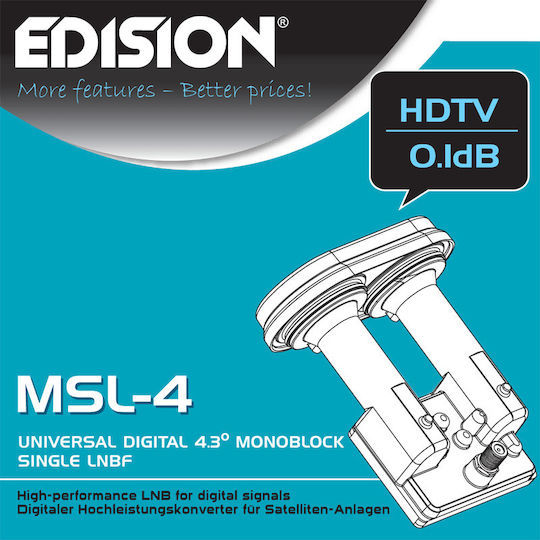 Edision MSL-4 LNB Monoblock with Low Noise Limit 0.1dB