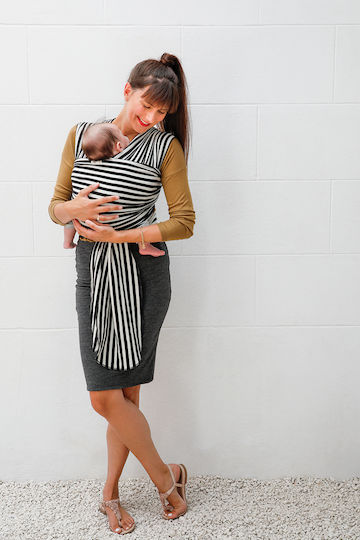 Babylonia Wrap Carrier Tricot - Slen Organic Black & White Stripes with Maximum Weight 10kg