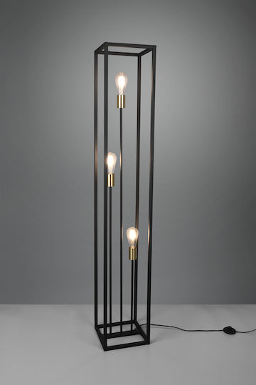 Trio Lighting Vito Vintage Floor Lamp H153xW25cm. with Socket for Bulb E27 Black