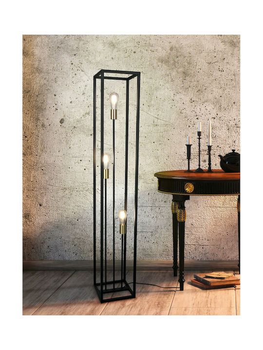 Trio Lighting Vito Vintage Floor Lamp H153xW25cm. with Socket for Bulb E27 Black