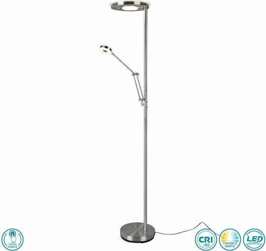 Trio Lighting Barrie LED Φωτιστικό Δαπέδου Υ181xΜ30εκ. με Ρυθμιζόμενο Λευκό Φως 4000lm Ασημί