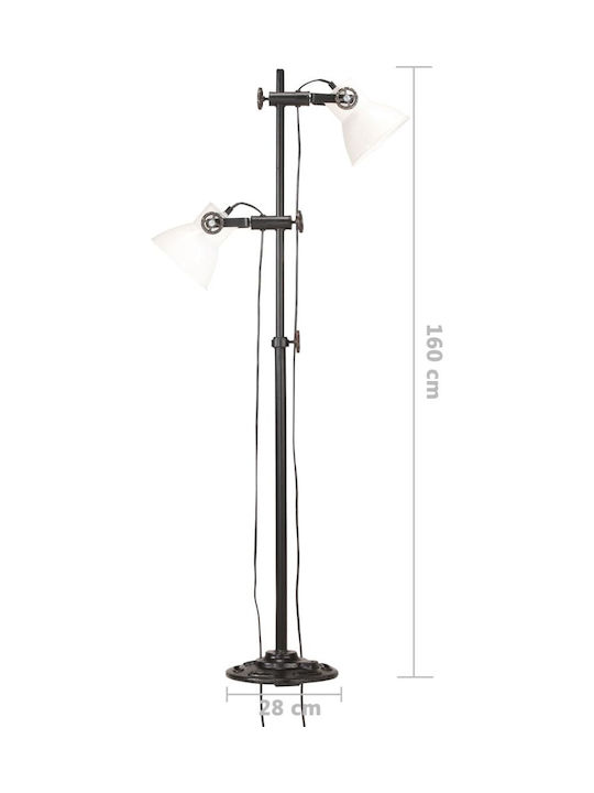 vidaXL Stehleuchte H160xB28cm. mit Fassung für Lampe E27 Weiß