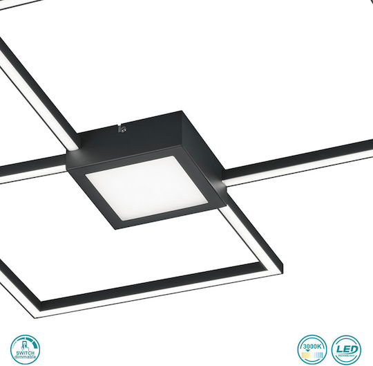 Trio Lighting Hydra Πλαφονιέρα Οροφής 65εκ. Μαύρη με Ενσωματωμένο LED