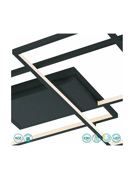 Trio Lighting Thiago Smart Πλαφονιέρα Οροφής 114εκ. Μαύρη με Ενσωματωμένο LED και Τηλεχειριστήριο