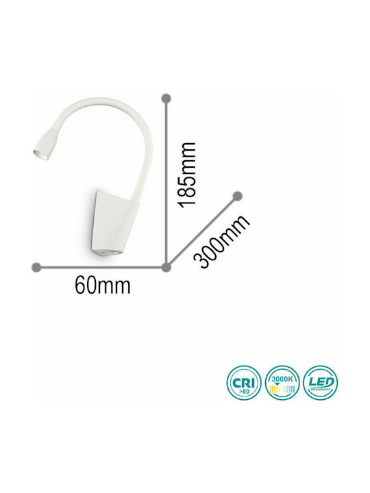 Ideal Lux Goose AP1 Modern Leuchte Wand mit Integrierter LED und Warmweißes Licht 6x18.5x30cm
