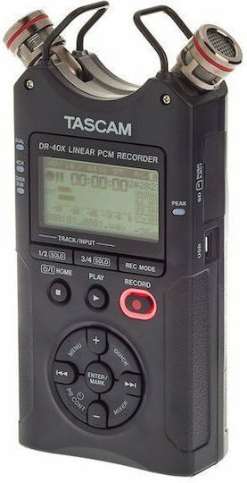 Tascam DR-40X Πολυκάναλος Ψηφιακός Φορητός Εγγραφέας Μπαταρίας/Ρεύματος για Εγγραφή σε Κάρτα Μνήμης με Διάρκεια Εγγραφής 18 Ώρες, Phantom Power και Τροφοδοσία USB