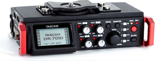 Tascam DR-701D Polyphonic Digital Portable Recorder Battery/Power for Recording on Memory Card with Recording Duration 12.5 Hours, Phantom Power and USB Power Supply