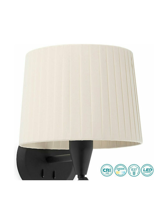 Faro Barcelona Samba Modern Lamp Wall with Socket E27 and Switch White 21.5x17.3cm