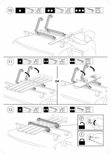 Auto Gs Iceberg Bare și suporturi pentru schiuri auto Din aluminiu Potrivite pentru 4 perechi de schiuri sau 2 plăci de snowboard