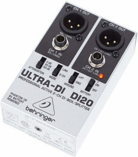 Behringer DI-20 Active 2 Channel DI Box with Phantom Power and Battery