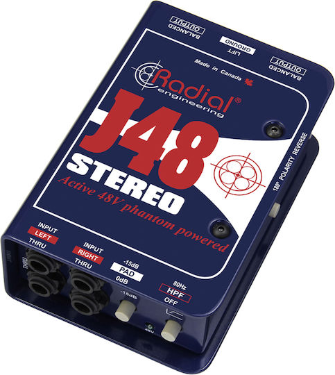 Radial J48 Stereo Ενεργό DI Box 2 Καναλιών με Phantom Power