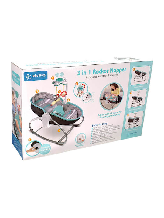Bebe Stars Electric Baby Relax Snooze with Music and Vibration Grey for Child up to 9kg