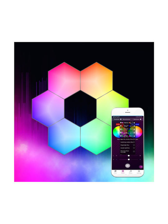 Spot Light Smart Διακοσμητικό Φωτιστικό LED RGB Hexagon 6τμχ 21x9.5x10εκ.