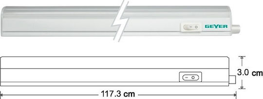 Geyer Under-Cabinet LED Light 14W Warm White with Switch 117.3cm