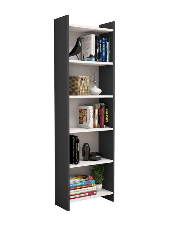 Floor Chipboard Bookcase Ανθρακί / Λευκό 48.5x22x160cm