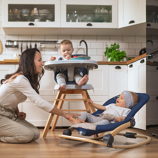 Momi Elektrisch Baby Relax Lumiwood mit Musik und Vibration Navy Blue für Kind bis 9kg