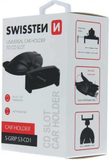 Swissten Βάση Κινητού Αυτοκινήτου S-GRIP S3-CD1 Βάση Κινητού Αυτοκινήτου / Προσαρμόζεται Στο CD με Ρυθμιζόμενα Άγκιστρα