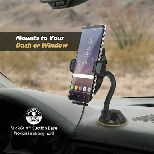 Scosche Stuckup Qi Wireless Charging Universal Window Dash Car Mobile Mount with Adjustable Hooks Black