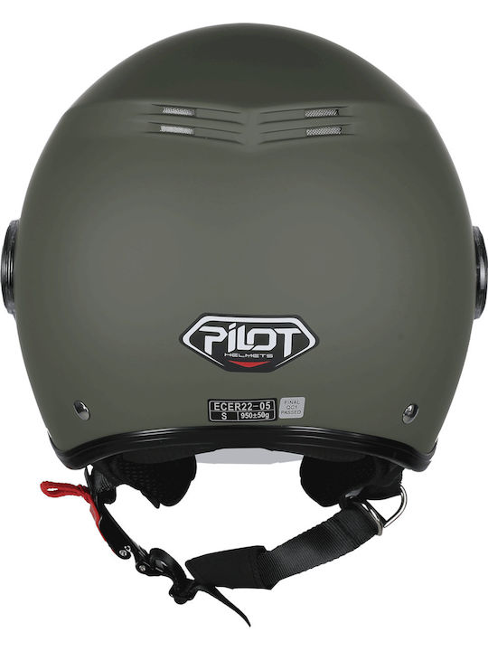 Pilot Fazer Military Green Matt Κράνος Μηχανής Jet ECE 22.06 900gr