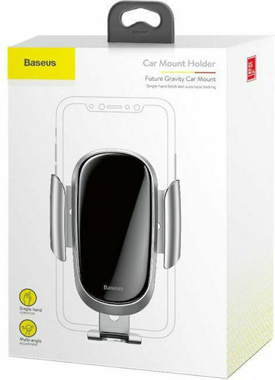 Baseus Glass Surface Gravity Car Mobile Mount with Adjustable Hooks Silver