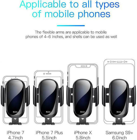 Baseus Glass Surface Gravity Car Mobile Mount with Adjustable Hooks Silver