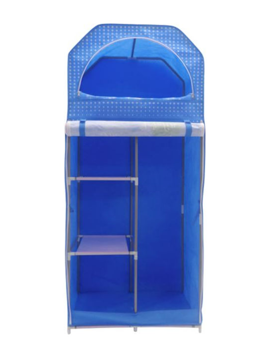 Freebox Fabric Wardrobe with Zipper and Shelves in Blue Color 70x43x157cm