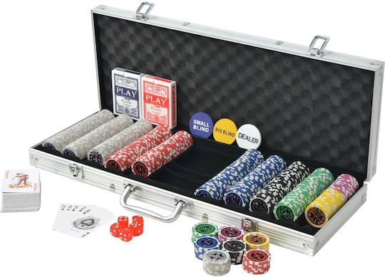 vidaXL Σετ 500 Μάρκες Poker 11.5gr σε Βαλίτσα με 2 Τράπουλες