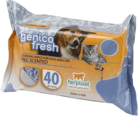 Ferplast Genico Fresh 15 Dog and Cat Wipes for Body Cleansing with Powder Scent