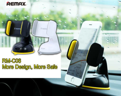 Remax RM-06BY Suport Auto pentru Telefon 3.5" - 6" cu cârlige reglabile Galbenă