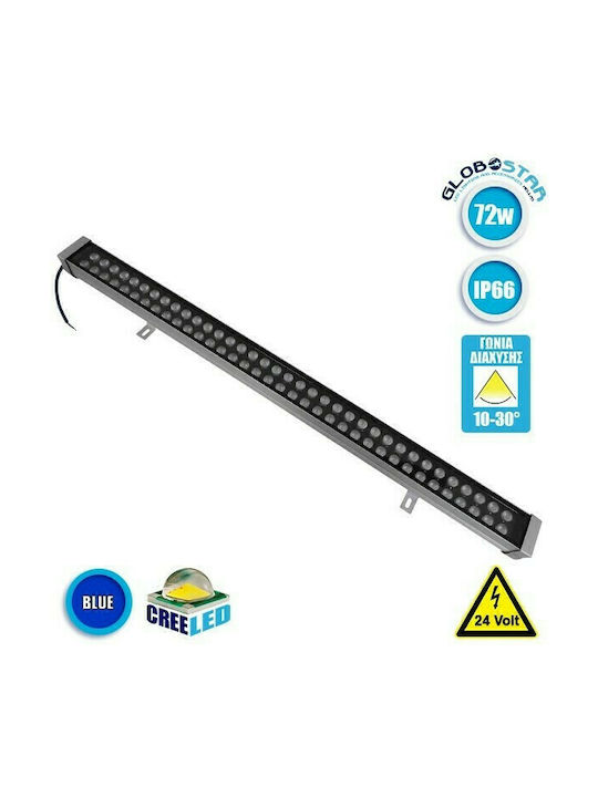 GloboStar Außenleuchte LED Wall Washer 72W mit Blau Licht IP66 Silber