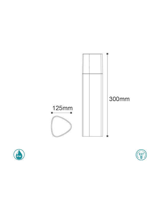 Sun Light Outdoor Floor Lamp Small Post 23W IP44 for E27 Socket Gray