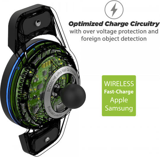Scosche MagicMount Charge3 Поставка за Мобилен Телефон за Кола с магнит Черна