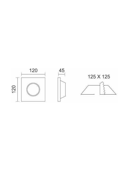 Spot Light Τετράγωνο Γύψινο Χωνευτό Σποτ με Ντουί GU10 Λευκό 12x12εκ. 1τμχ