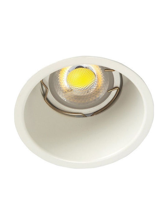 VK Lighting VK/03012G/W Round Metallic Recessed Spot with Socket GU10 White 8.3x8.3cm.