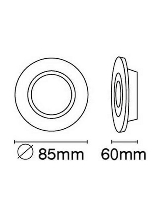 VK Lighting Кръгла Металик Вграден Спот с Патрон GU10 Бял 8.3x8.3см. 1бр