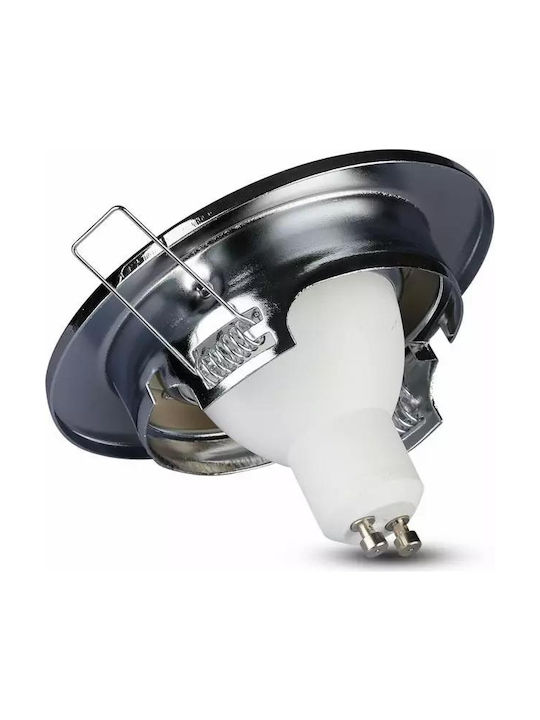 V-TAC Rotund Metalic Cadru pentru Spoturi GU10 Reglabil MR16 Argintiu 8.2x8.2cm. 1buc