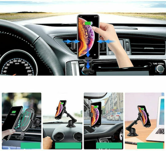 Choetech Suport Auto Pentru Telefon Mobil Cu Cârlige Reglabile Și Încărcare Wireless 10W Neagră