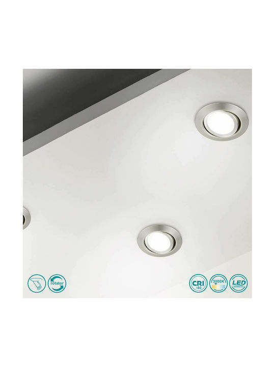 Trio Lighting Rila Στρογγυλό Μεταλλικό Χωνευτό Σποτ με Ενσωματωμένο LED και Θερμό Λευκό Φως Ασημί 3x3εκ. 1τμχ
