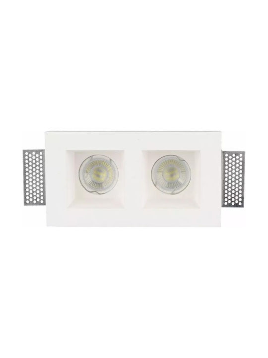 V-TAC Paralelogram Tencuială Cadru pentru Spoturi GU10 Dublu Alb 21.5x12cm. 1buc