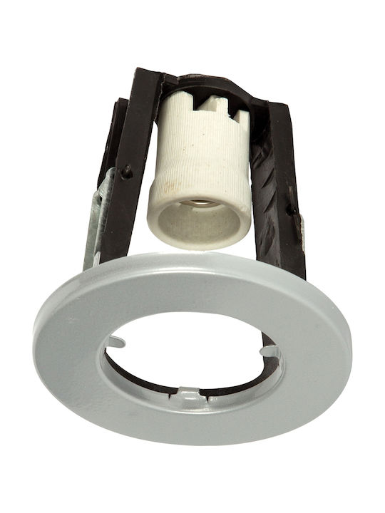 VK Lighting Στρογγυλό Μεταλλικό Χωνευτό Σποτ με Ντουί E14 R50 Γκρι 9.5x9.5εκ.