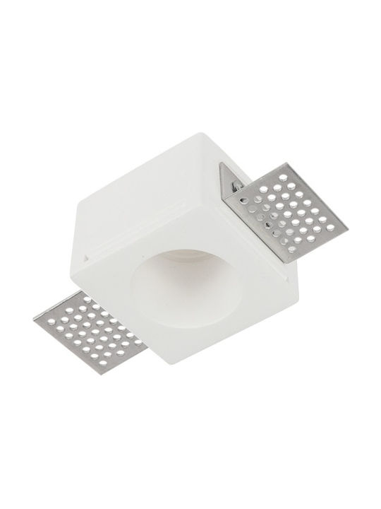 Zambelis Lights Square Plaster Recessed Spot with Socket GU10 White 8x8cm.