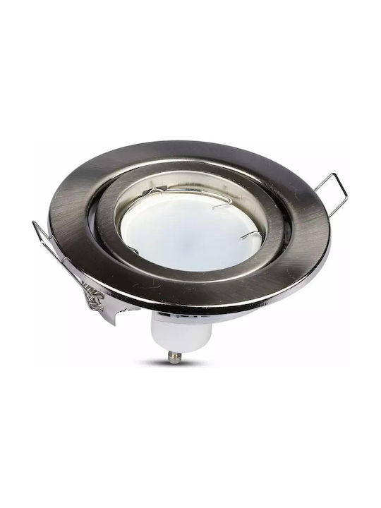 V-TAC Round Metallic Frame for Spot GU10 MR16 Adjustable Silver 8.2x8.2cm. 1pcs