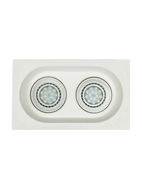 VK Lighting Rechteckig Gips Einbau Spot mit Fassung G53 AR111 Doppelt verstellbar Weiß 40.6x25cm. 1Stück