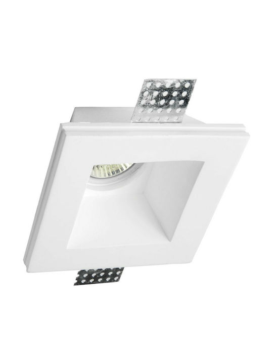 VK Lighting Square Plaster Recessed Spot with Socket GU10 White 12x12cm. 1pcs