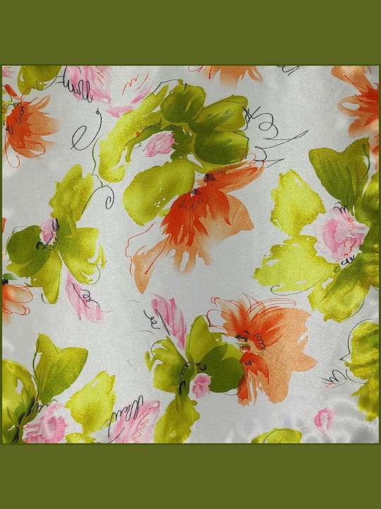 Batista Satin pentru femei Alb/Ladie Floral pătrat 50cm x 50cm