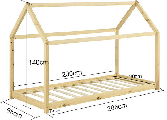 Layla Детско Легло Montessori Единично Бял за Матрак 90x200см