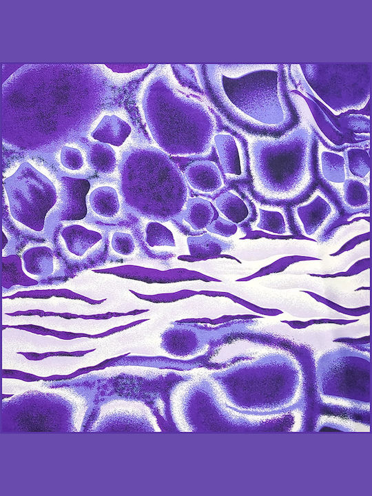 Women's Satin Handkerchief square 50cm x 50cm Purple Aqua Abstract