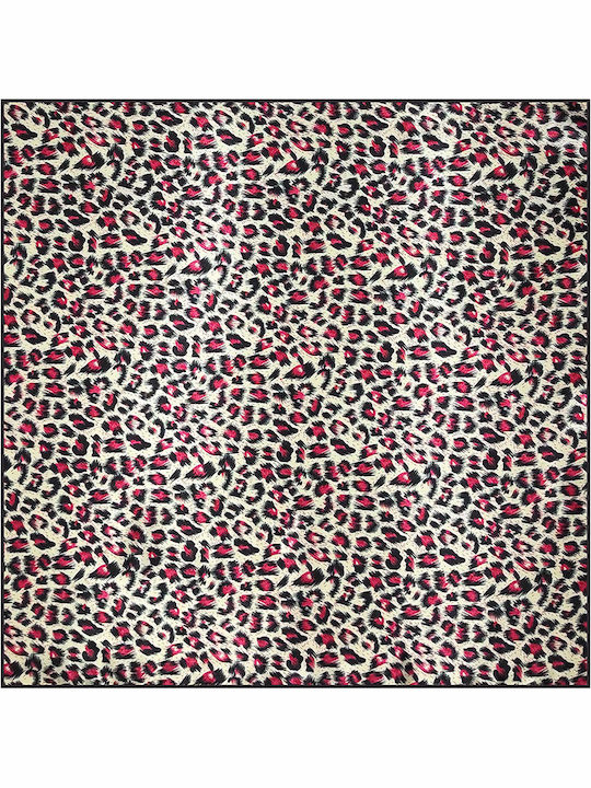 Handkerchief Women's Satin square 50cm x 50cm Leopard Red