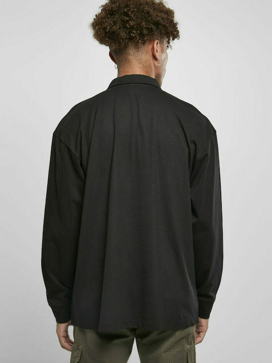 Urban Classics TB4674 Men's Long Sleeve Blouse with Zipper Black